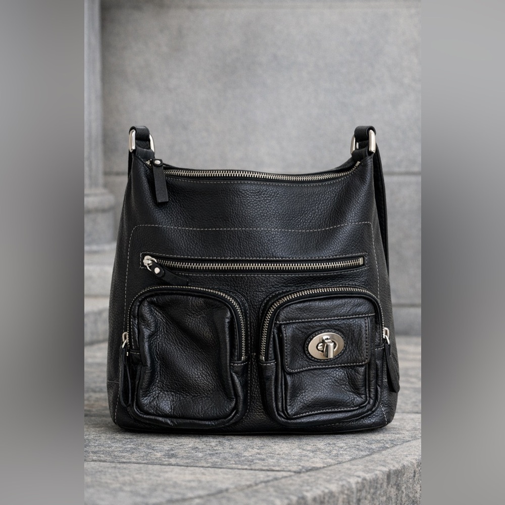 NWOT Danier Black Leather Crossbody Bag for Men Travel Bag Satchel - Picture 12 of 12